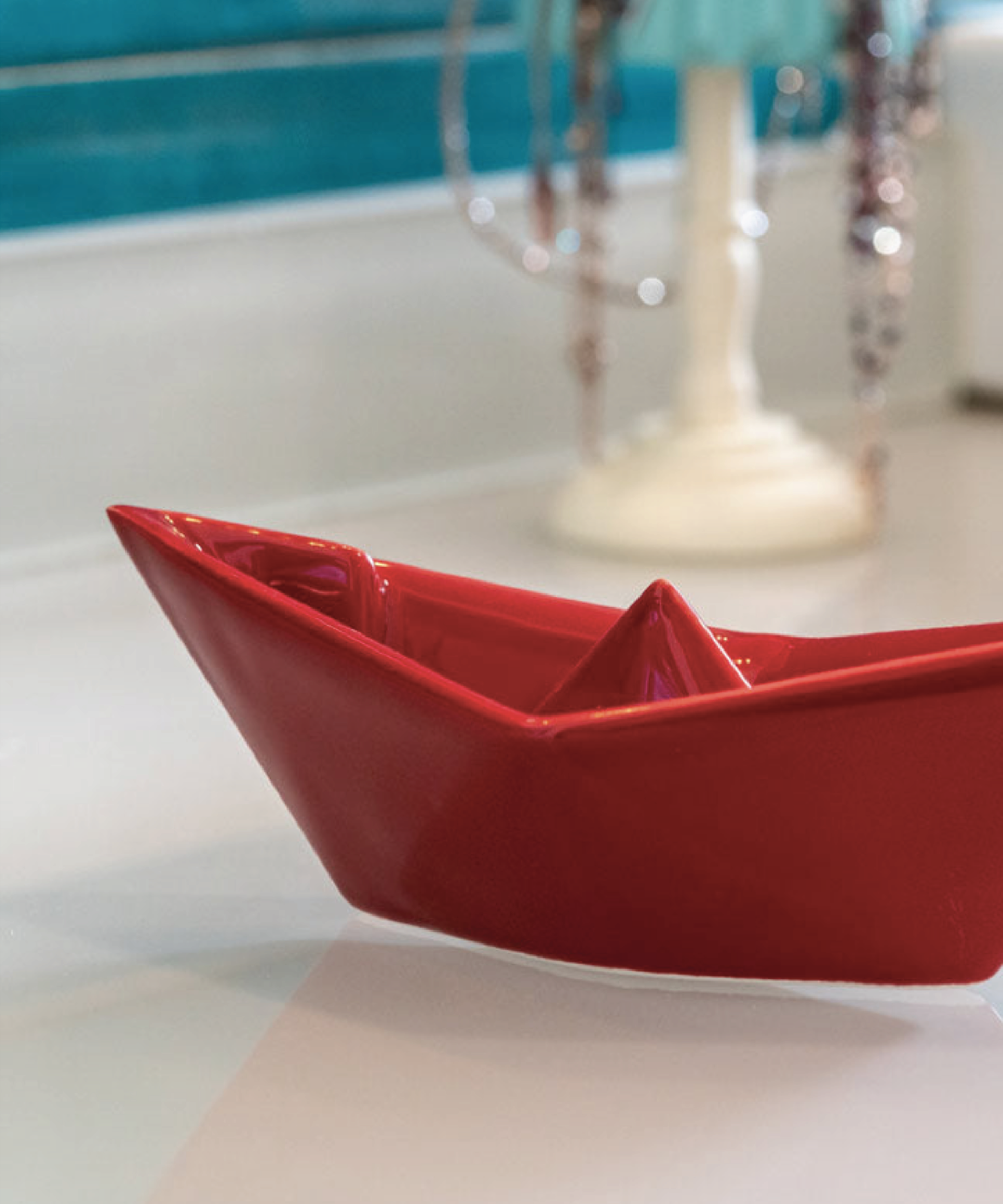 Ceramiche Crescentini Barchetta Origami Rosso Lucido