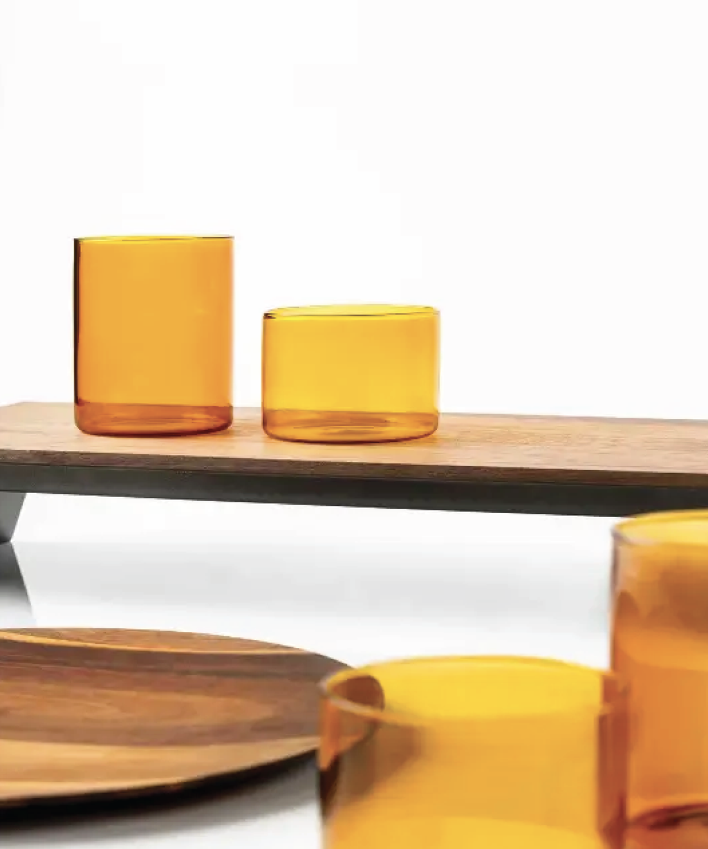 KnIndustrie Set 6 Bicchieri Tumbler Medio Lime Line Ambra