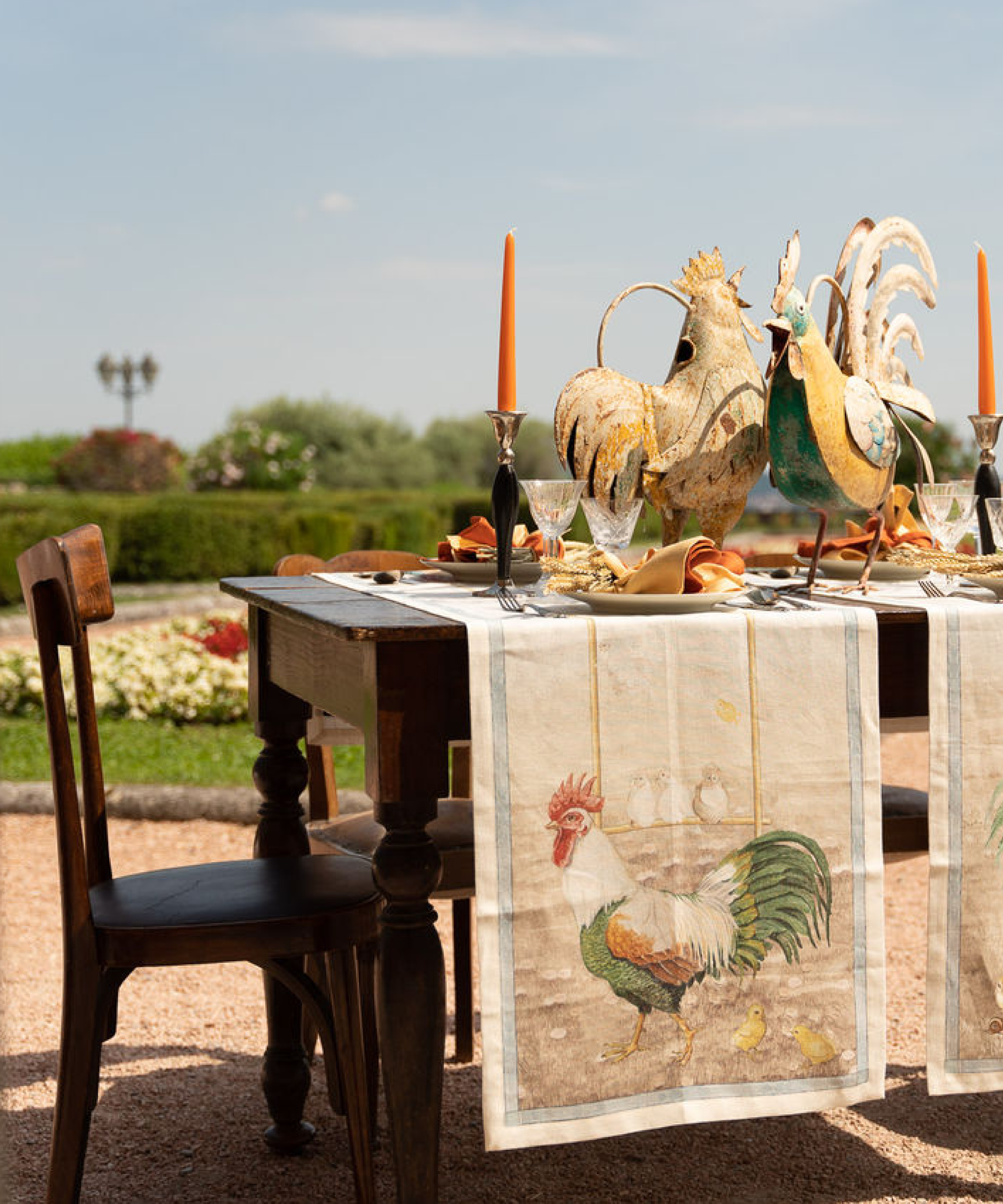 Tessitura Toscana Telerie Runner Roosters