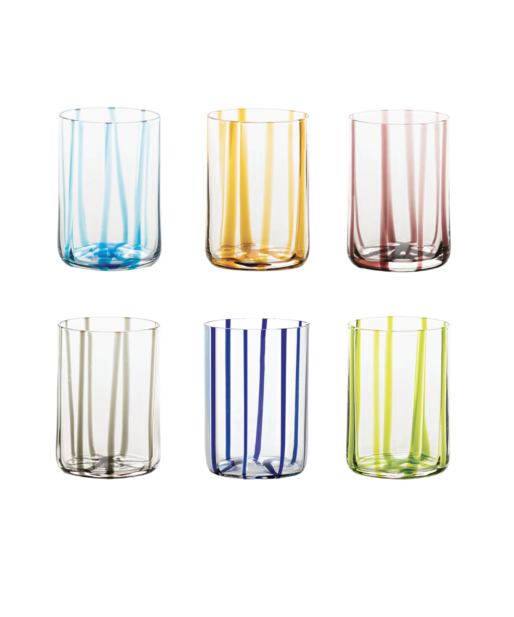 Zafferano Set 6 Bicchieri Tumbler Tirache Monocolore Assortiti